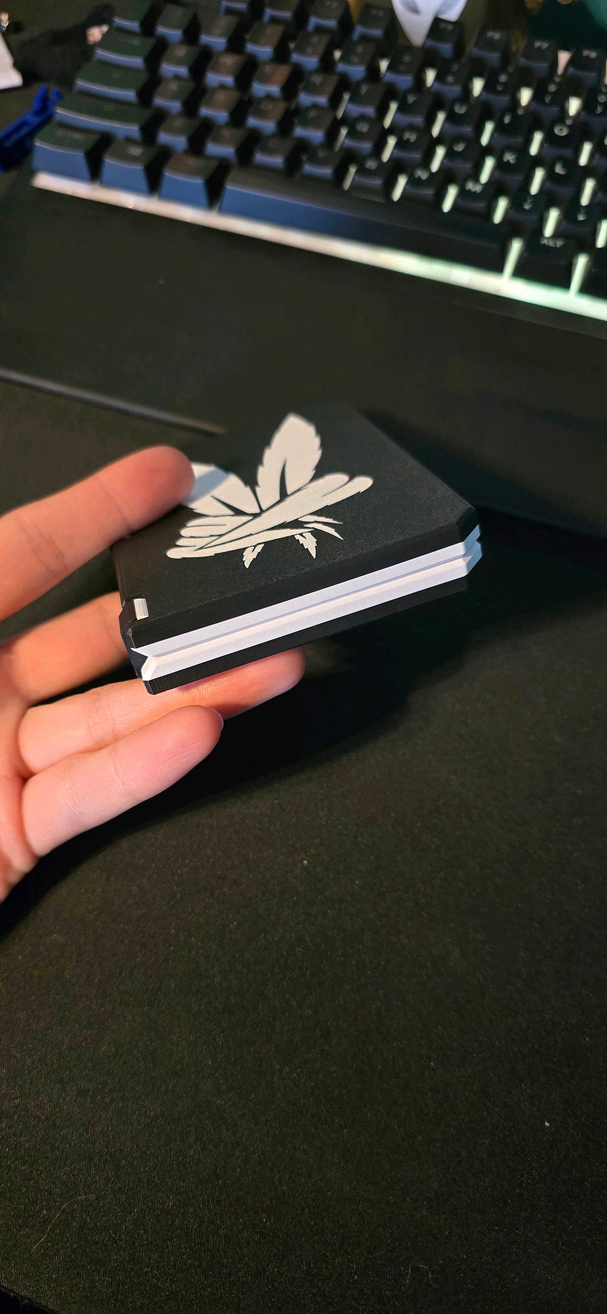 Matte Black Peace Leaf 3D Printed Joint Holder Case / Pocket Stash Box