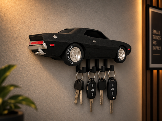 Classic Muscle Car Wall Key Holder – 3D Printed Auto Organizer Rack