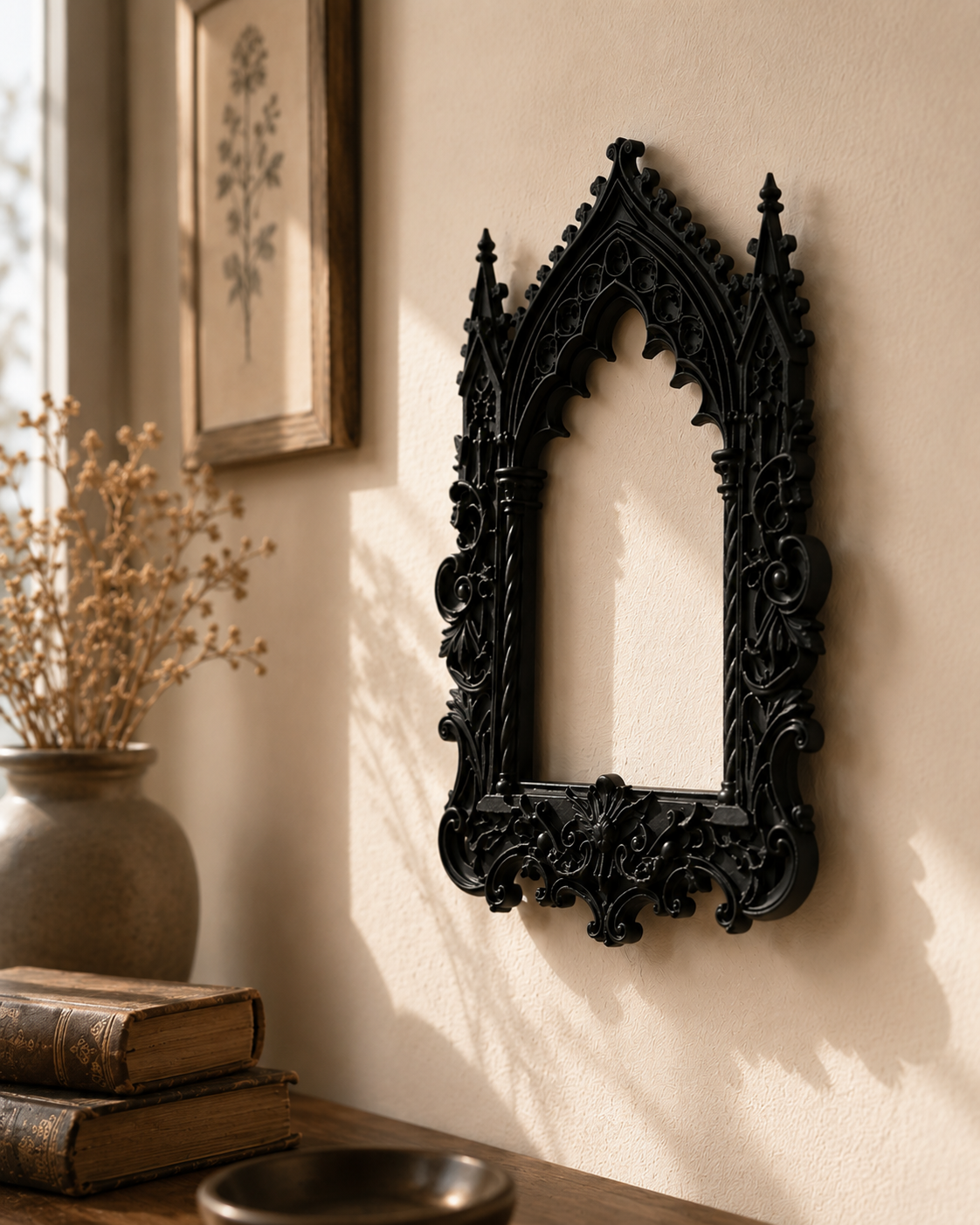 Black Gothic Cathedral Picture Frame – Ornate Dark Academia Wall Decor
