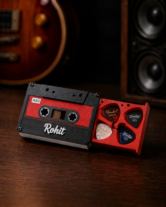 Personalized Cassette Tape Guitar Pick Holder – Custom Retro Plectrum Box