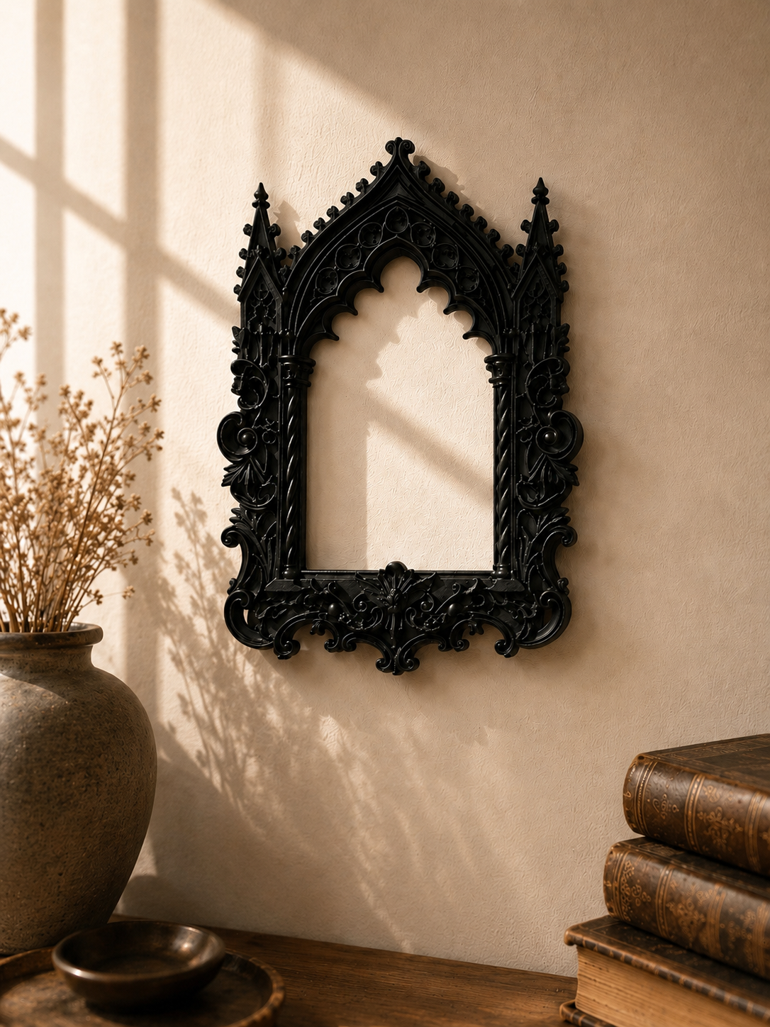 Black Gothic Cathedral Picture Frame – Ornate Dark Academia Wall Decor