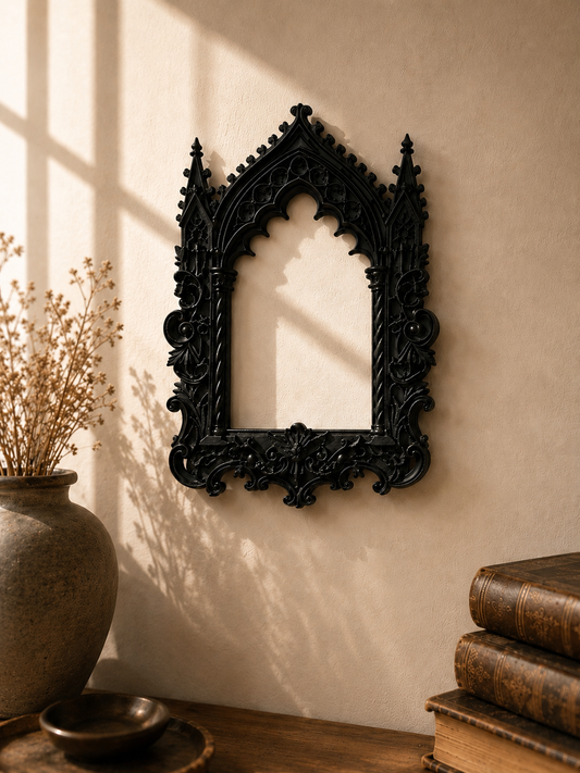 Black Gothic Cathedral Picture Frame – Ornate Dark Academia Wall Decor