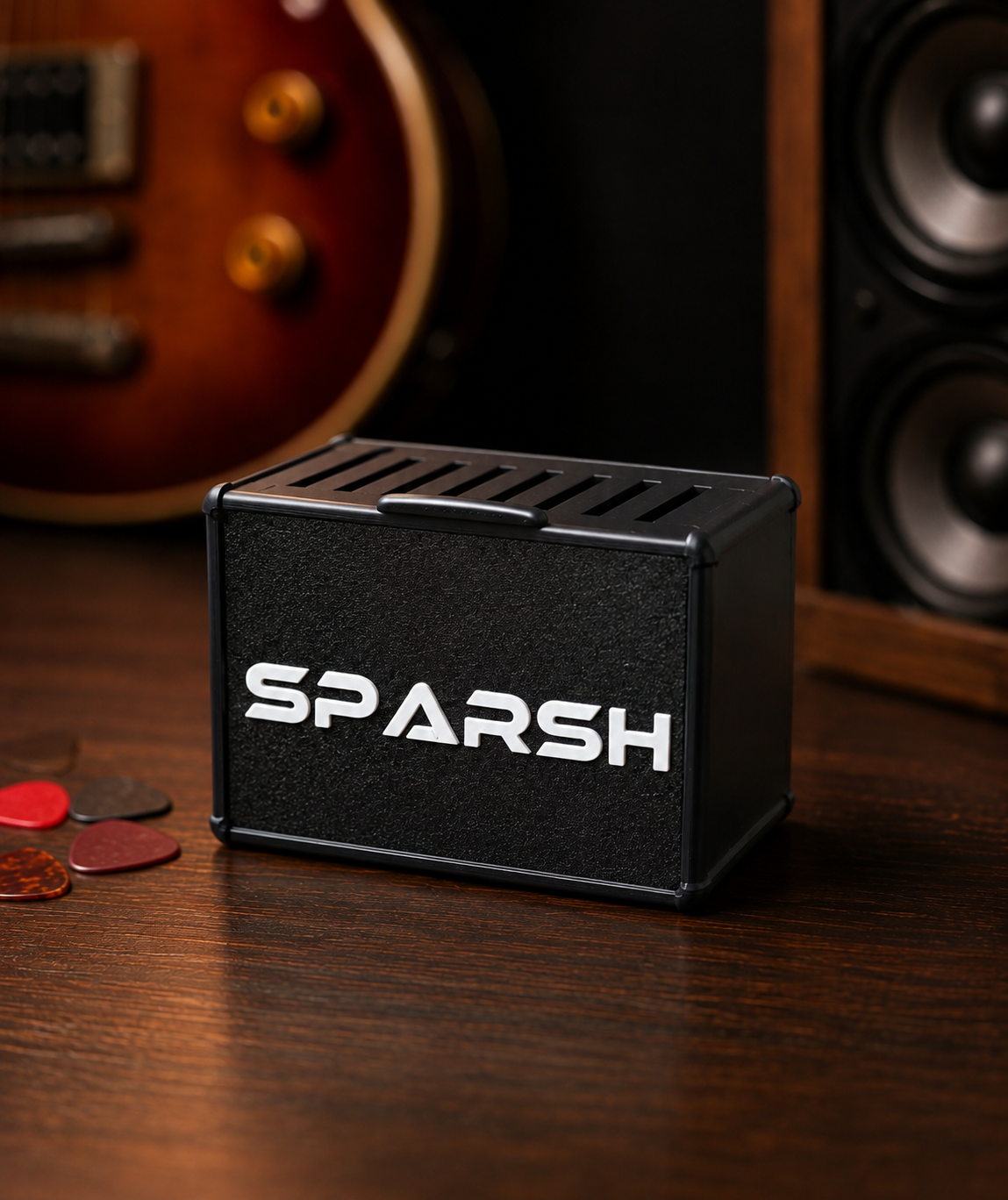 Retro Guitar Amp Pick Holder – 3D Printed Miniature Amplifier Desk Accessory
