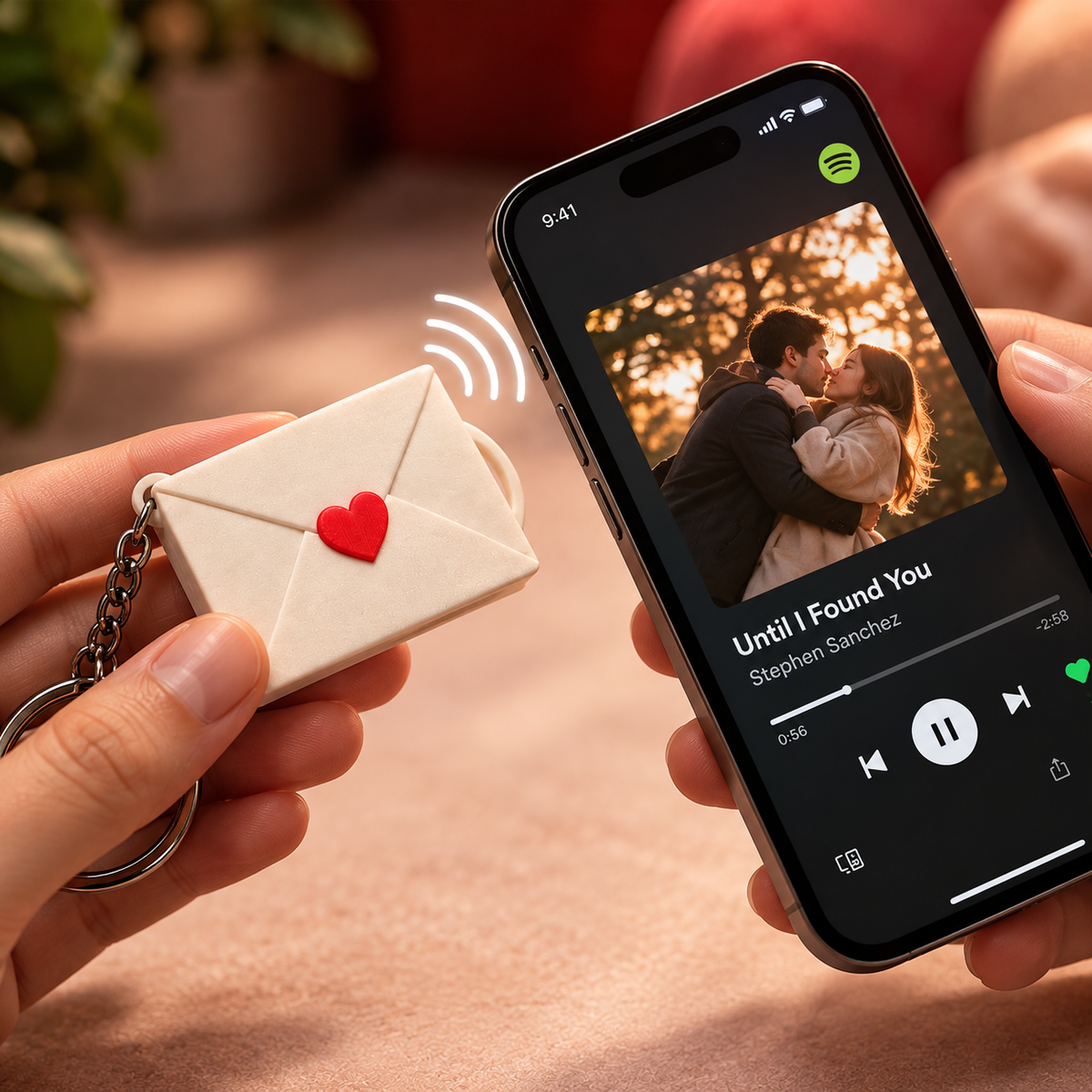 Personalized NFC Photo Keychain | Custom Memory Envelope with Photo & Music Sharing