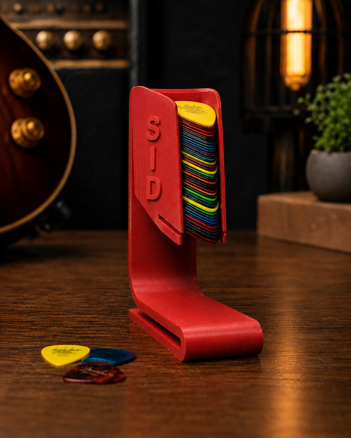 Personalized Guitar Pick Dispenser Stand – Custom Name 3D Printed Holder