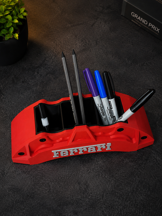 Red Brake Caliper Pen Holder – 3D Printed Racing Desk Organizer