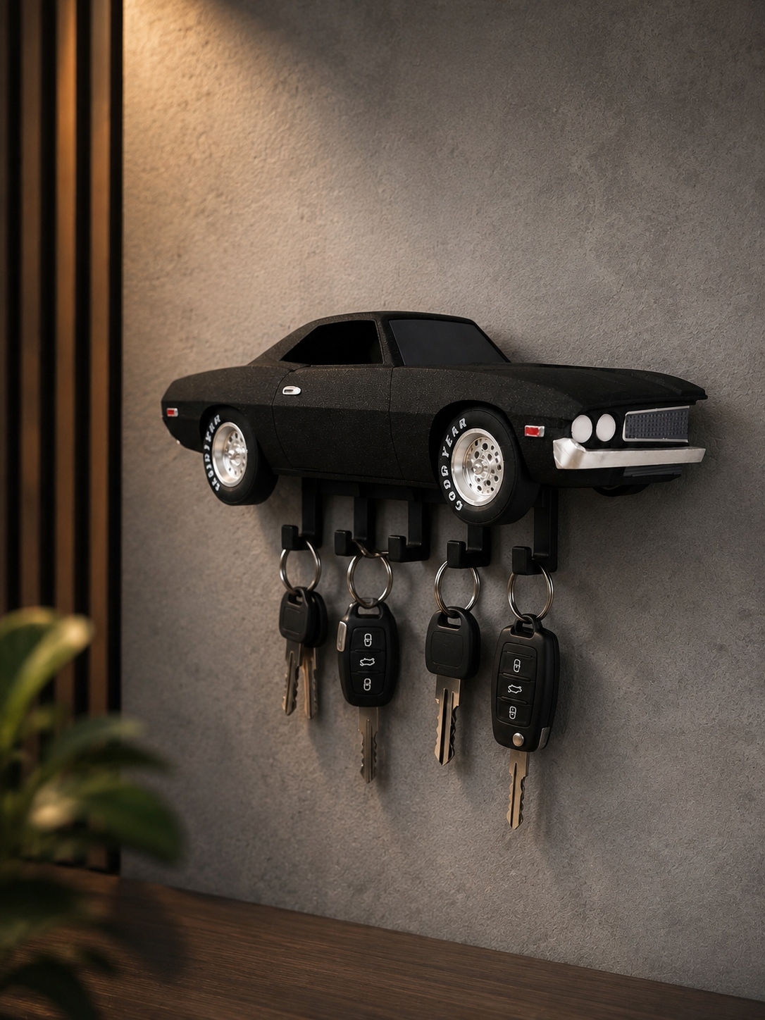 Classic Muscle Car Wall Key Holder – 3D Printed Auto Organizer Rack