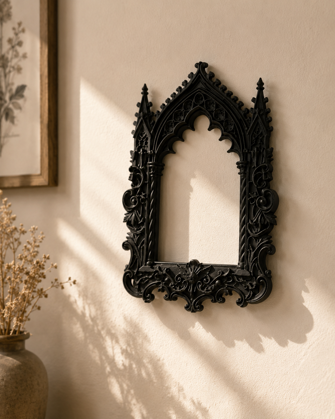 Black Gothic Cathedral Picture Frame – Ornate Dark Academia Wall Decor