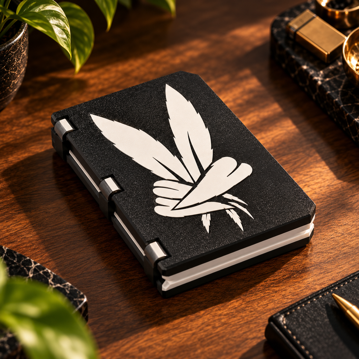 Matte Black Peace Leaf 3D Printed Joint Holder Case / Pocket Stash Box