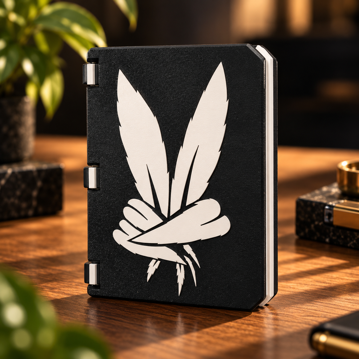 Matte Black Peace Leaf 3D Printed Joint Holder Case / Pocket Stash Box