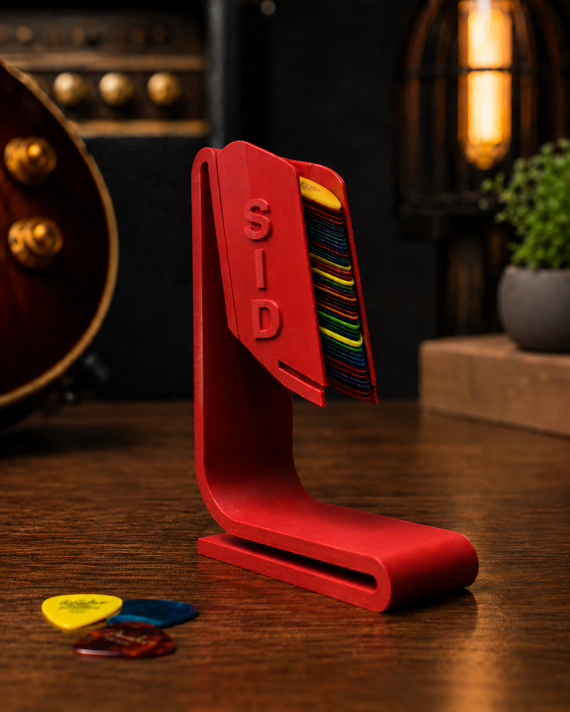 Personalized Guitar Pick Dispenser Stand – Custom Name 3D Printed Holder