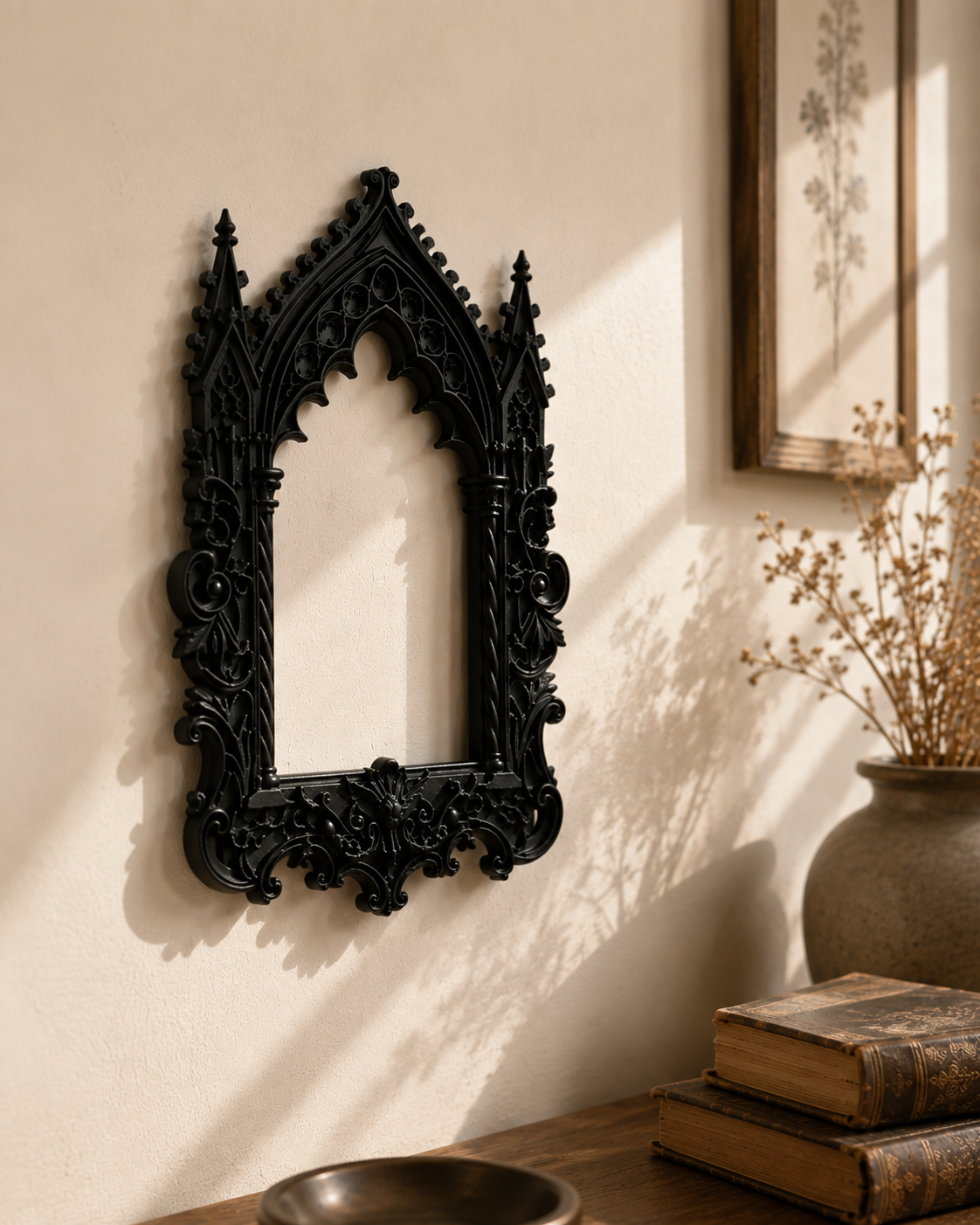 Black Gothic Cathedral Picture Frame – Ornate Dark Academia Wall Decor
