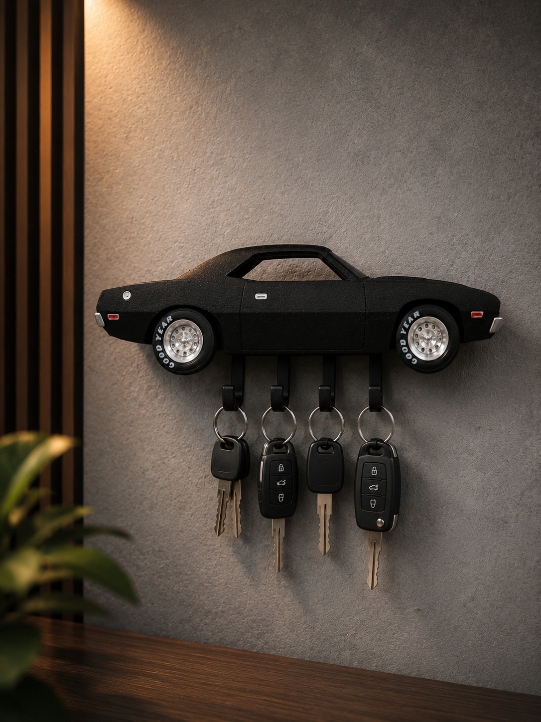 Classic Muscle Car Wall Key Holder – 3D Printed Auto Organizer Rack