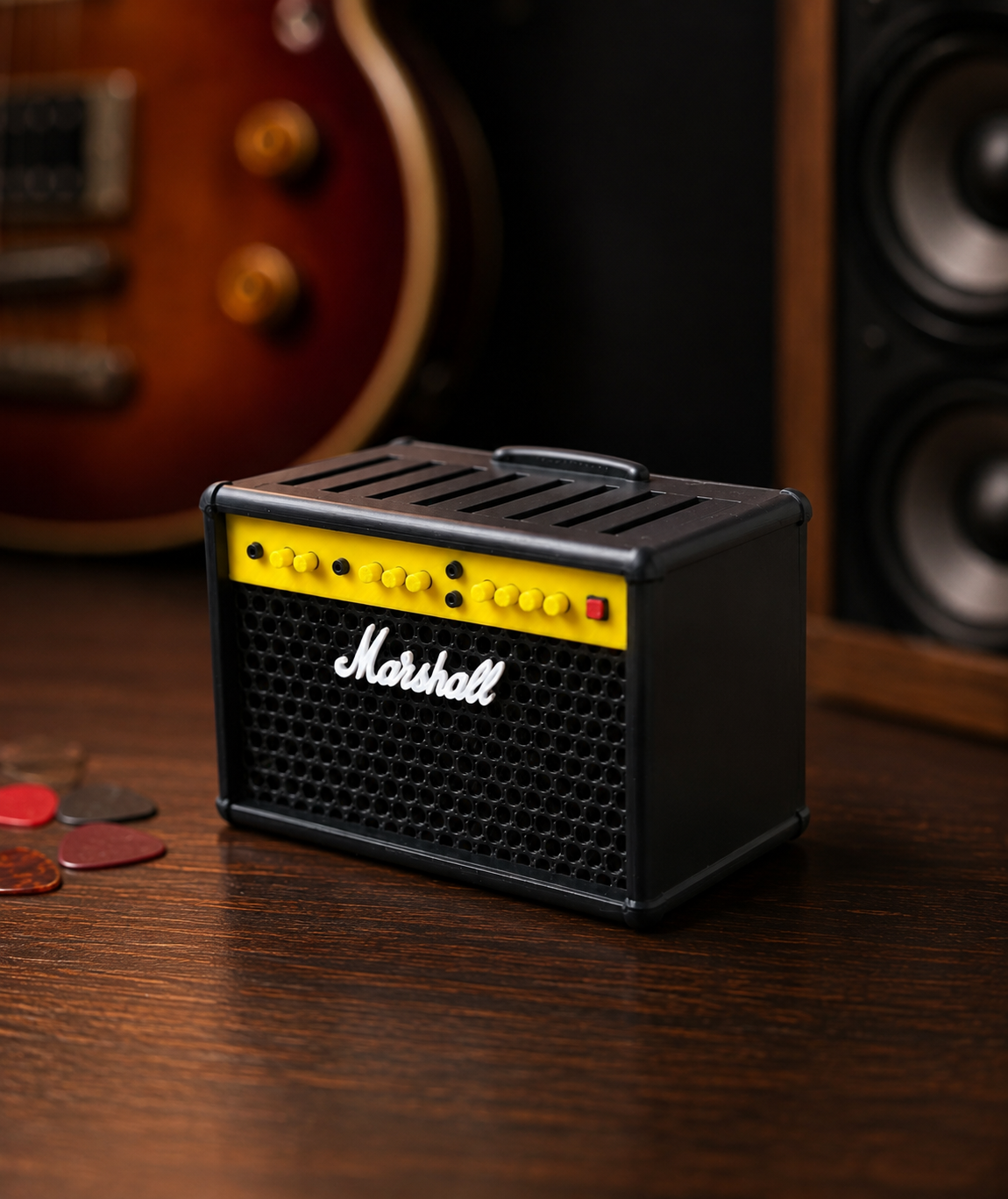 Retro Guitar Amp Pick Holder – 3D Printed Miniature Amplifier Desk Accessory