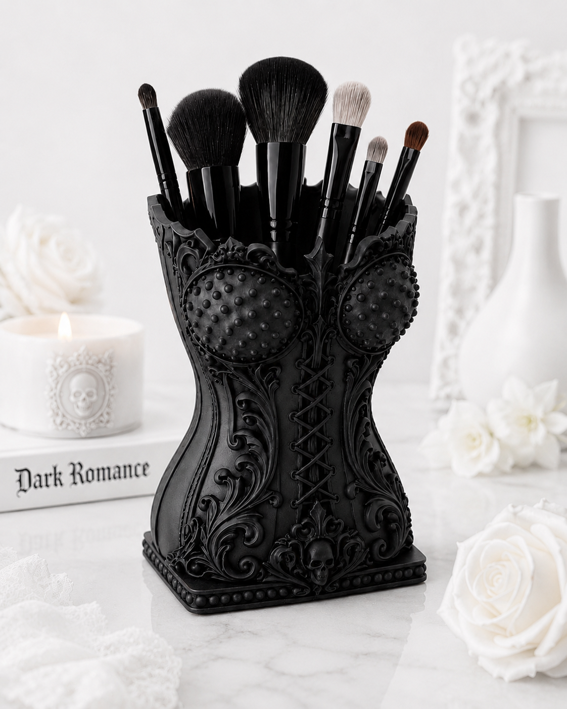 Gothic Corset Brush Holder