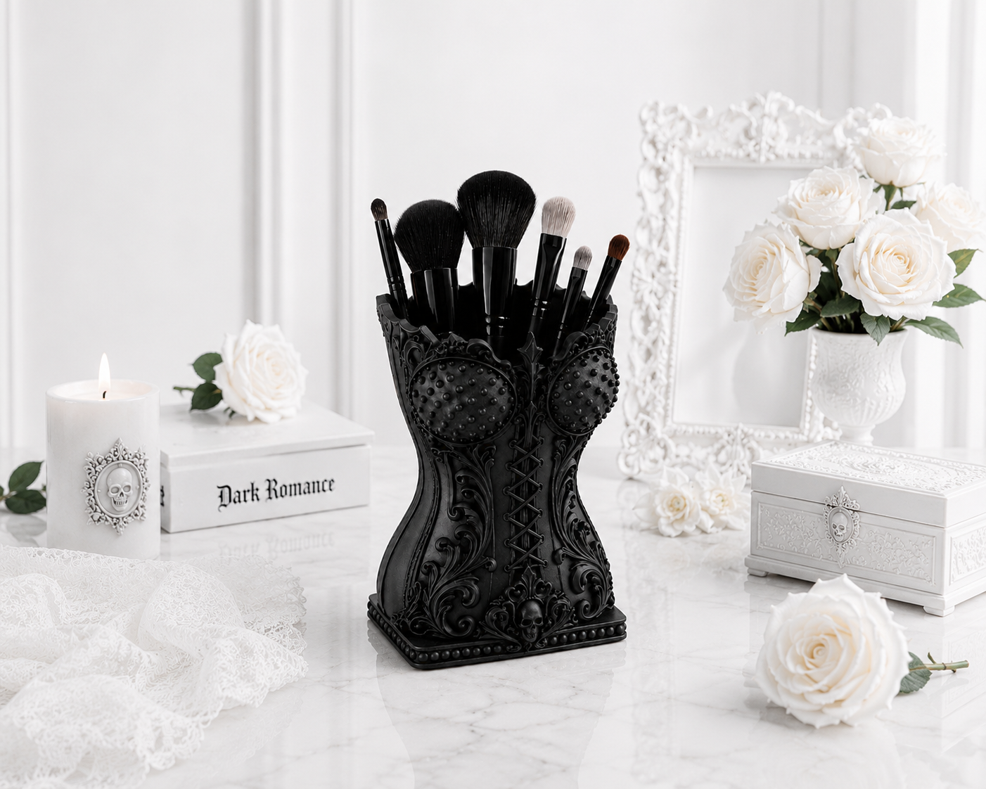 Gothic Corset Brush Holder