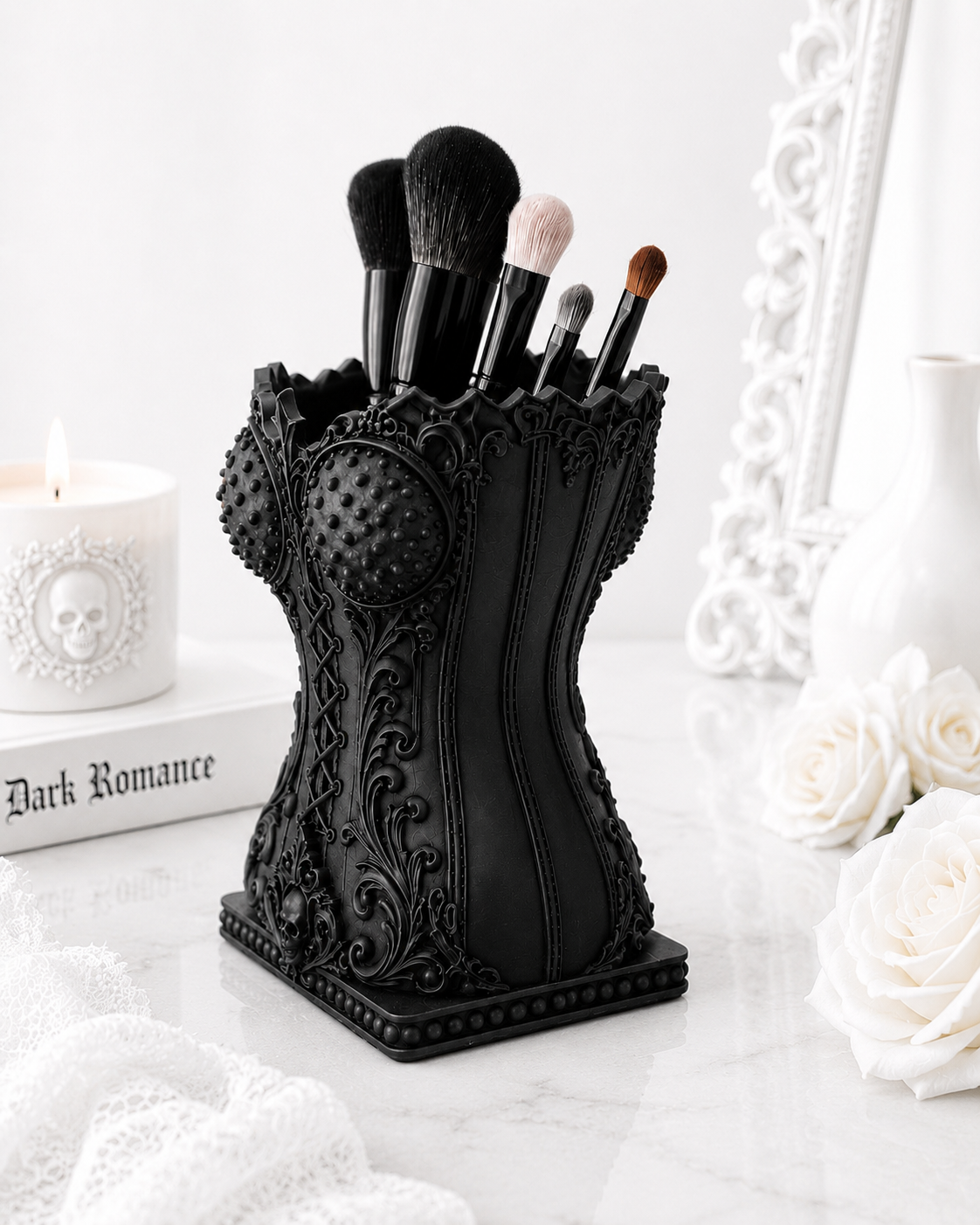 Gothic Corset Brush Holder