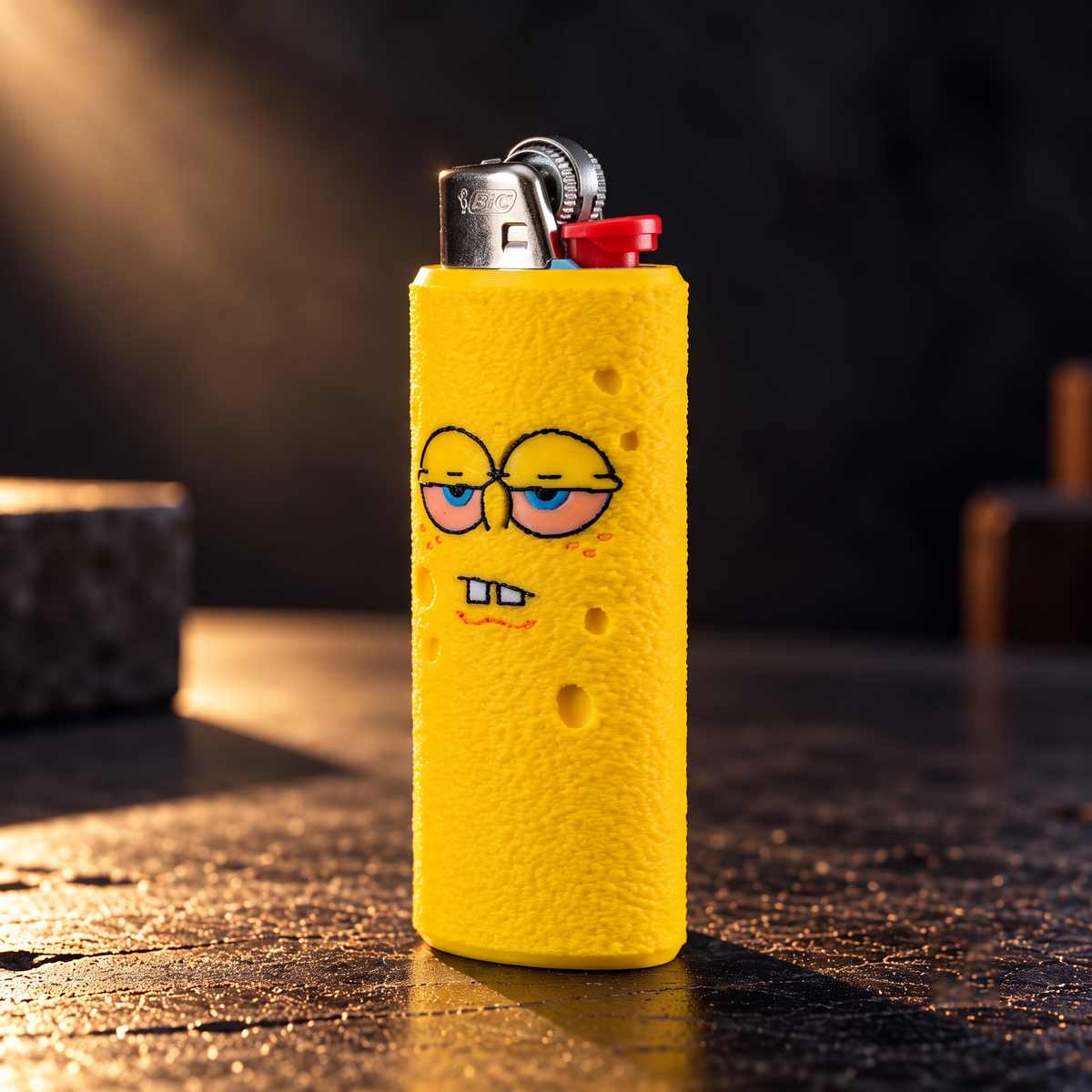 Stoned SpongeBob BIC Lighter Sleeve – 3D Cartoon Novelty Case