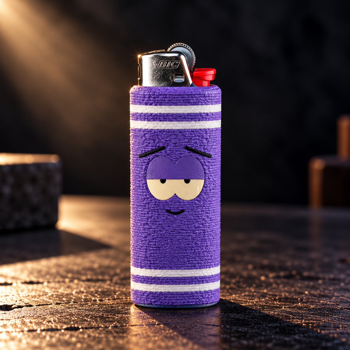 Chill Vibe Striped Purple BIC Lighter Sleeve – 3D Novelty Case