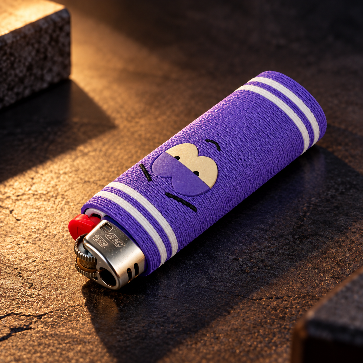 Chill Vibe Striped Purple BIC Lighter Sleeve – 3D Novelty Case