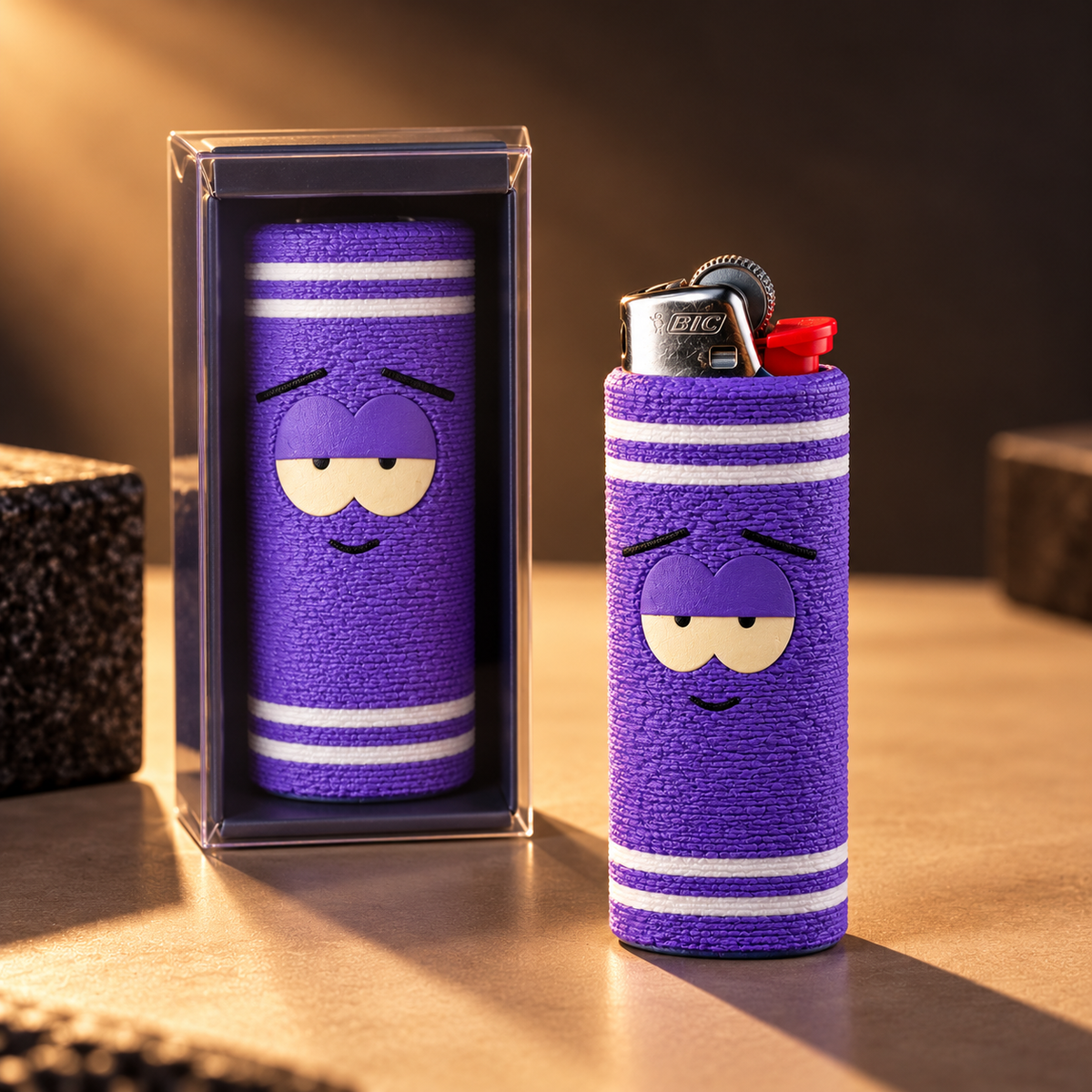 Chill Vibe Striped Purple BIC Lighter Sleeve – 3D Novelty Case