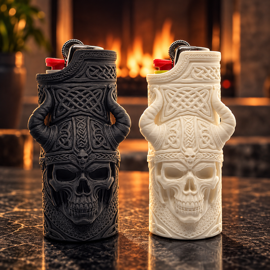Viking Skull Horned BIC Lighter Sleeve – 3D Novelty Case