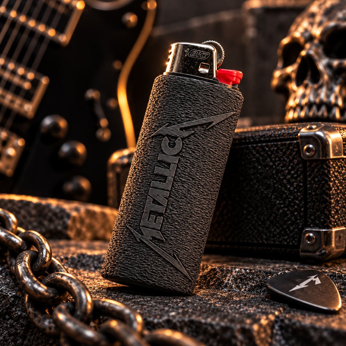 Custom Name Rock Font BIC Lighter Sleeve – Personalised 3D Novelty Case